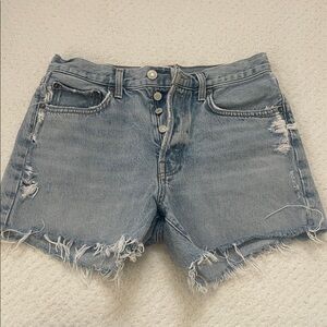 Agolde Light Blue Distressed Jean Shorts